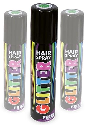 Lot de 3 sprays à paillettes vertes - 3 boîtes de 100 ml - Pour festival, concert, discothèque, fête, CSD, carnaval, Halloween