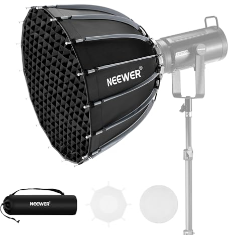 Neewer 55 cm Parabol-Softbox, schnell aufgebaut, schnell zusammenklappbar, mit Diffusoren/Gitter/Tasche, kompatibel mit Aputure 60X S 150c 300c RGB CB60 MS60B MS60C CB200B und Anderen