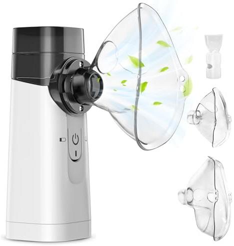 Aerosol Portatile Nebulizzatore, Inalatore Nebulizzatore a Rete Portatile di Nebbia Fredda Atomizzazione Efficiente Aerosol per per Adulti e Bambini