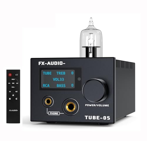KGUSS FX-Audio- TUBE-05 HiFi Vakuum 12AU7 Röhren Kopfhörerverstärker Bass Höhen EQ Vorverstärker, für 30-600Ω Kopfhörer, mit Fernbedienung