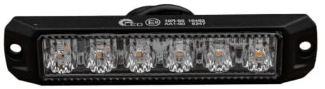 TruckLED Lampe stroboscopique LED LW0042 jaune 7W 12-24V 6 LED ECE R10 R65 130x28mm feu flash avertisseur fixation par goujons signalisation pour remorque et camion tracteur
