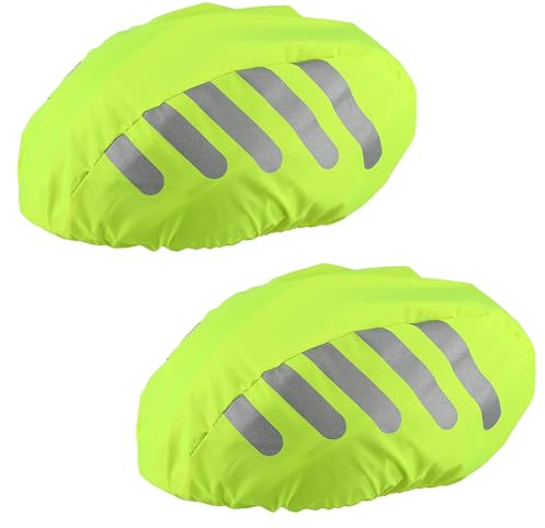 XLZJYIJ 2 Stück Regenschutz für Fahrradhelm, Fahrradhelm Regenüberzug, Reflektierende Helmüberzug, Winddichter und Wasserfester, Universal Fahrradhelm Regenschutz für Ausflüge Reisen, Fahrten