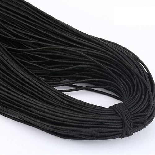 Cuerda elástica,cuerda elástica, Cordón de banda elástica redonda, goma elástica blanca y negra, goma elástica for coser prendas, accesorios de bricolaje, negro, diámetro(Black Diameter 5mm,5M)
