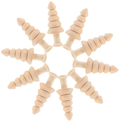 STOBOK 10stücke Unvollendete Holz-weihnachtsbaum-dekorationen Für Mini Holz-bäume Zum Bemalen Handwerkszubehör Für Festliche Deko Große Holzfiguren