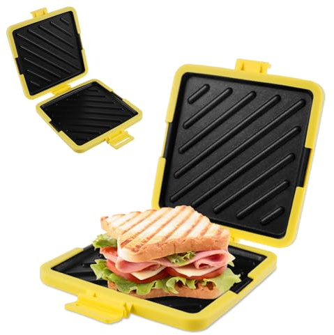 Microwave Toastie Sandwich Maker Breakfast Sandwich Maker Silicone Microwaveable Cookware Non-stick Toastie Maker Wireless Rapid Heating Breakfast Sandwich Maker for Cooking Sandwiches(yellow)