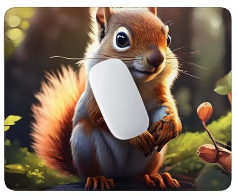Gaming Mouse Pad, Squirrel Mouse Mat, Premium-Textured Mousepad Keyboard Mat 29x24 cm, Stitched Edge Anti-Slip Waterproof Rubber Small Mouse Mat, for Office Laptop Women Man Desk Accessories X-922