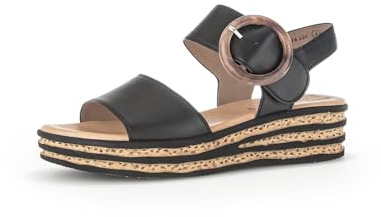 Gabor Sandales à plateforme pour femme 64.550-4 cm talon compensé et fermeture velcro - Sandales élégantes et mules pour femme, Noir 27., 37.5 EU