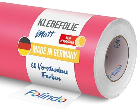 FOLINDO Möbelfolie selbstklebend matt - langlebige Möbel Klebefolie 041 Pink 5 m x 63 cm - Klebefolie Küche - selbstklebende Folie Möbel - moderne Schrankfolie versch. Größen