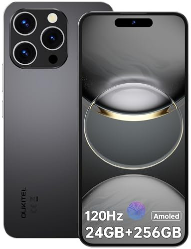 OUKITEL P1 Smartphone Android 14 - Helio G99 6.7 FHD+Amoled 24(8+16) GB + 256GB/2TB Cellulare 120Hz Aggiorna 50MP+32MP Camera 5150mAh Cellulari e Smartphone Impronte Digitali/Face ID/NFC/BT5.2-Nero