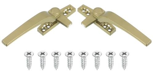 sourcing map 2Pcs Casement Window Locking Handle, Zinc Alloy Locking Handle Grasp Grip Left and Right Hand for Windows, Champagne Color
