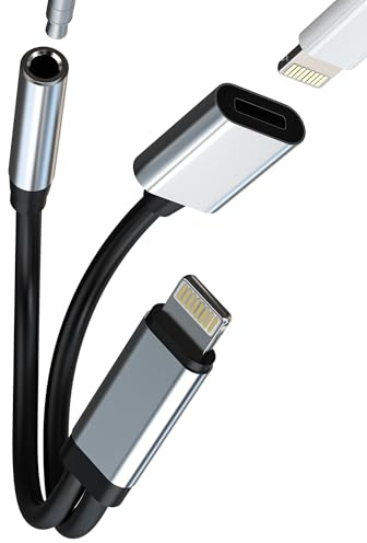 Adaptateur Lightning à Jack Casque 3.5mm (2 en 1) pour iPhone 14 13 Pro pour iPad Audio Casque Chargeur Câble Convertisseur Certifié MFI pour Apple Accessoires Voiture Connecteurs Lighting