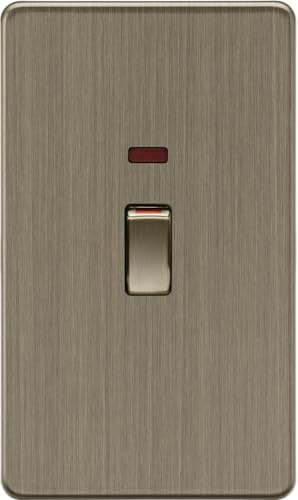 Knightsbridge 45A DP switch with Neon (2G size) - Antique Brass