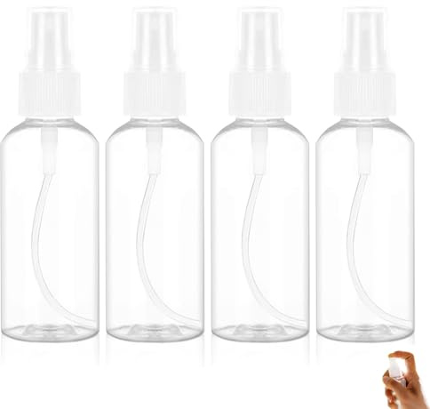 Travel Spray Bottle 0.7oz/20ml 4 Pack Small Empty Spray Bottle Leak Proof Fine Mist Empty Plastic Refillable Spritz Bottle for Perfume Toners Rose Water Cosmetics