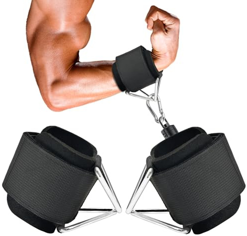Kiadekoce Verstellbare Handgelenkmanschetten für Kabelmaschine, Neopren, gepolsterte Gurte, 2 Stück, bequeme Handschlaufe, Fitness-Krafttrainingsgerät, Workouts für Männer und Frauen, Schwarz