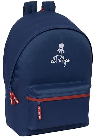 safta EL PULPO Laptopryggsäck på 15,6 tum och USB, perfekt för ungdomar i olika åldrar, bekvämt och mångsidigt återvunnet tyg, hög kvalitet och styrka, 31 x 18 x 44 cm, marinblå