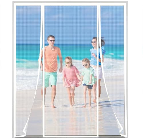 Zanzariera Magnetica Finestra 265x205cm Bianco Zanzariere su Misura Chiudi Automaticamente con a calamita per Porte d'IngressoPorte Cortili