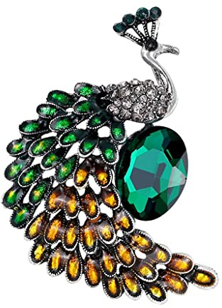 Kristall-Pfau-Brosche für Damen, Tier-Broschen, Schmuck, Kleidung, Mode