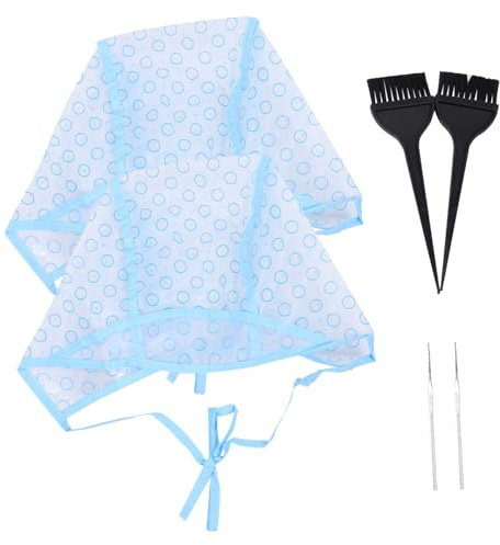 Veemoon 6 Piezas Gorros Desechables para Teñir Cabello con Ganchillo y Pincel para Mechas Kit para Salón y Doméstico Incluye Gorros Azules Pinceles Negros y Agujas para Resaltados