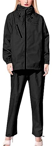 Tenue de Pluie Femme Velo Legere Combinaison de Pluie Femme Pliable avec Veste Coupe Vent et Pantalon Imperméable Vêtements Imperméables Veste Imperméable et Surpantalon Ensemble Impermeable 2 Pieces