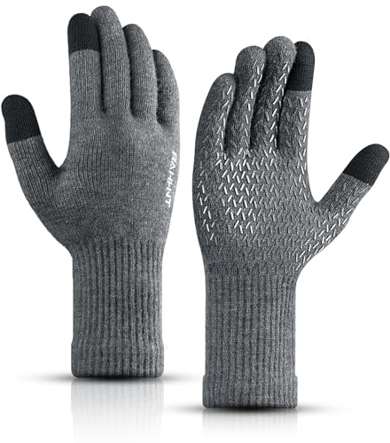 Rahhint Alpaka-Merino-Wollmischung Strickhandschuhe Touchscreen Herren Damen Winterhandschuhe für Smartphone, Fahrrad & Outdoor - Wärmend wie Merinowolle in Gr. XS-XXL