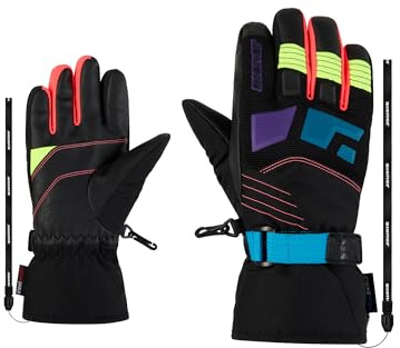 Ziener Guanti da sci per bambini LUKIAN-Z per sport invernali | impermeabili, termici, Leash, multicolore, 3,5