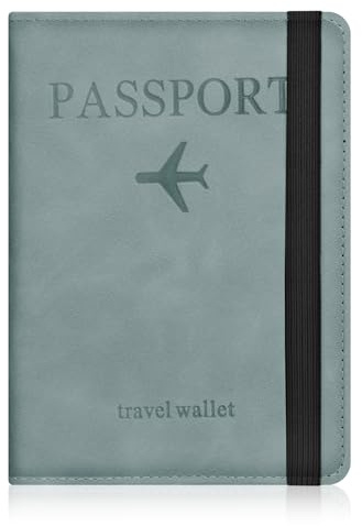 AOOSU Reisepasshülle, PU Leder Passport Cover mit RFID-Blocker, Kunstleder Passhülle für Damen und Herren Reisepass Hülle, Travel Passport Holder für Kreditkarten Ausweis Reisedokumente -Himmelblau
