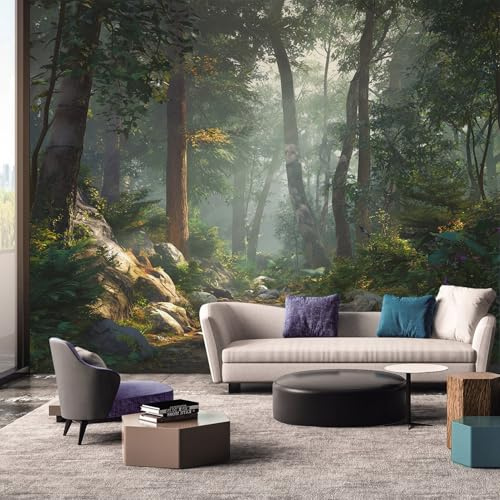 Générique Papier Peint Panoramique Bois - Papier Peint Forêt Arbre - Deco Chambre Salon - Fresque Murale - Wallpaper - 350x256 cm A-823