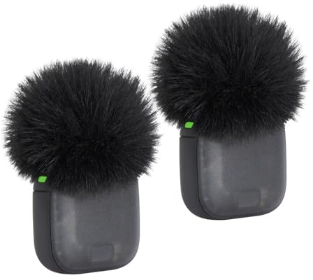SUNMON Mic Windscreens for DJI Mic 3, 2PC Black Microphone Furry Cover Outdoor Pop Filter Noise Reduction, Mic Covers Furry Windscreens