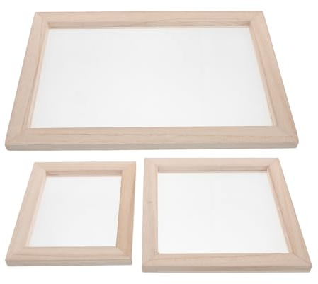 GARIOUANS 3 Stück Holz Papierschöpfset mit 3 Größen Schöpfrahmen für Selbstgemacht Papierbasteln und Trockenblumen Stabiler Holzrahmen für Papierprojekte