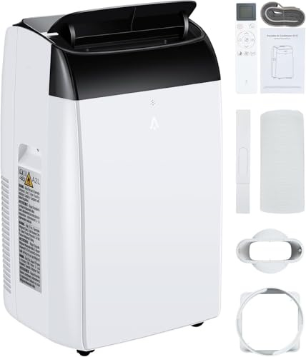 12000BTU 3 En 1 Aire Acondicionado Portátil, 3 Velocidades De Ventilador, Control Remoto/Temporizador/Diseño Portátil Con Rueda De Desplazamiento, Pantalla Digital Y Tubo De Escape