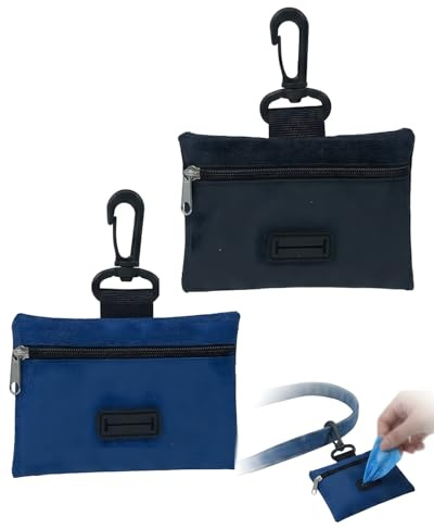 LONZIKP Porta Sacchetti per Cani, Dispenser Sacchetti Cacca, 2 Pezzi in 2 Colori con Moschettone. Universale per sacchetti standard, ideale per passeggiate.