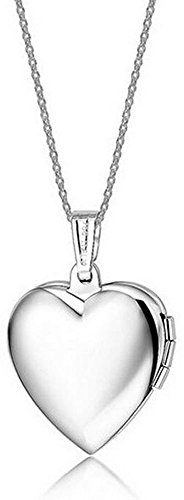 Belons Silberfarben Blau/Rosa Titanstahl Epoxy Foto Medaillon Amulett Öffenbar Herz Anhänger Halskette Kette mit Anhänger Herzkette (Blau)