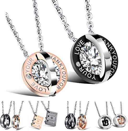 Kim Johanson Edelstahl Pärchen Halsketten *Verschiedene Motive & Farben* in Roségold, Gold & Silber Freundschaftskette, Geschenk, Glücksbringer, Schmuck, Kette inkl. Schmuckbeutel