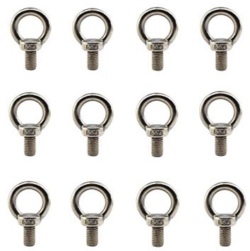 304 Edelstahl M4 Hebe-Ringschraube Ringform mit Standardlänge des Gewindes, 12 Stück