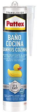 Pattex Baño y Cocina, silicona transparente resistente al moho, sellador impermeable para ducha, lavabo y más, silicona para baño fácil de usar, 1 cartucho x 280 ml