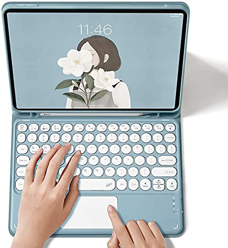 Keyboard Case for iPad 2018 (6th Gen) - iPad 2017 (5th Gen) - iPad Pro 9.7 - iPad Air 2&1-Touchpad Detachable Keyboard with Pencil Holder -Slim Leather Folio Smart Cover, Sky Blue