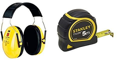 3M Peltor Casque antibruit Optime I H510A-401-GU - Jaune - Serre-tête, 27 dB & Stanley 1-30-697 - Mètre Tylon Bi matière 5m X 19mm - Position Du Zéro Réel - Classe Ii - Crochet Pour Ceinture
