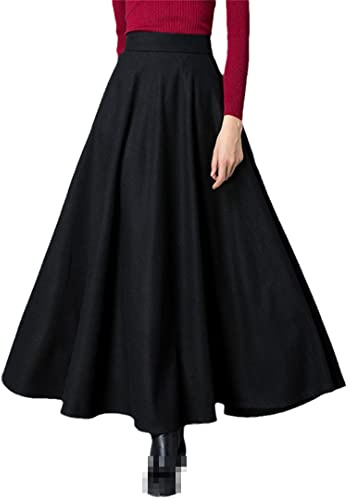 Winterrock für Damen, Wolle, modisch, hohe Taille, schlichter Wollrock, lässig, dick, warm, XL