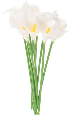 Artibetter 10pcs for White Office Calla Artificial Touch- Flower Elegant Lily Lilies Fake Home Peace Plant Touch Real Flowers Bouquet Garden Lilies- Party Arrangement Center Cream Bouquets