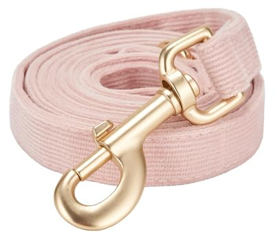 YUDOTE Weiche Cord-Hundeleine Klein,1.5x150cm,Staubiges Rosa