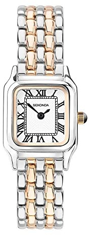 Sekonda Monica Damen-Quarzuhr mit römischen Ziffern, Analog-Anzeige, Armband aus Legierung, 20 mm, Weiß