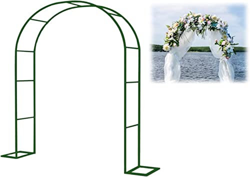 Heavy Duty Metal Garden Arch, Rose Arches Arbor Flower Stand, Wedding Arch Party Ceremony Decoration Climbing Plant Support Trellis, with Base,Green,300x220x40CM