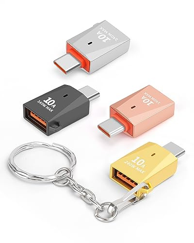 AIYEEN Adaptador USB C a USB de aleación de Zinc actualizado, Paquete de 4, convertidor Tipo C Macho a USB 3.0 Hembra, Adaptador OTG Compatible con Samsung Galaxy Google Pixel (Color Mixto)