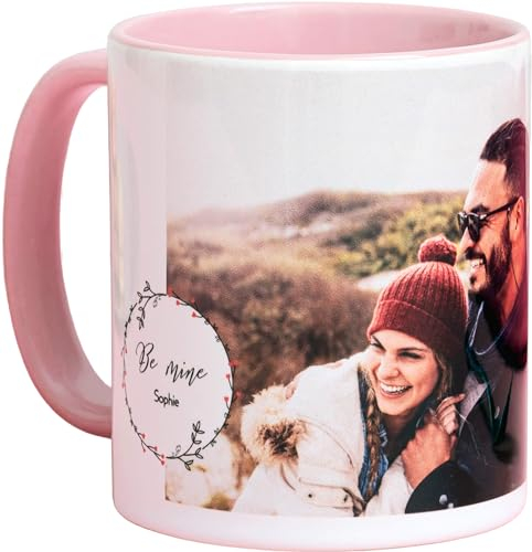 Smartphoto Keramikbecher personalisiert - Foto Ihrer Wahl - Fototasse - Geschenkidee für Frauen, Männer, Geburtstag, Valentinstag, Muttertag, Vatertag, Weihnachten - Rosa