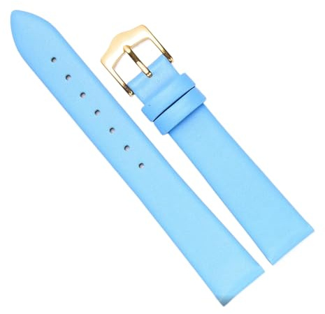 Chlikeyi Uhrenarmband Slim Uhrenarmband Damen Unisex Kalbsleder Echtleder Uhrenkette, Himmelblaues Gold 1, 10 mm