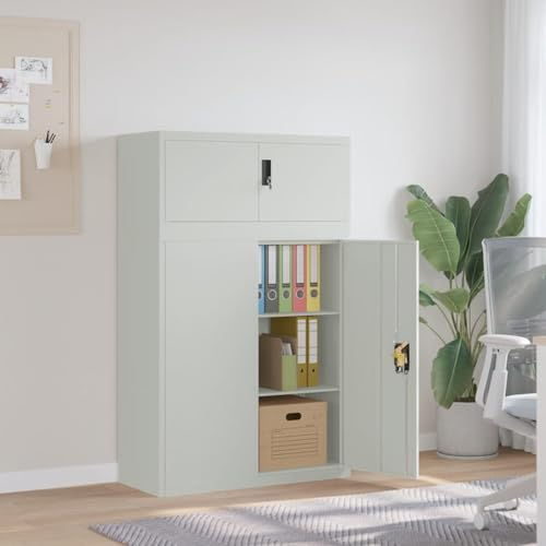 CIADAZ Aktenschrank Hellgrau 90x40x145 cm Stahl, Metallschrank, Werkstattschrank, Werkzeugschrank, Büroschrank, Lagerschrank, Garagenschrank, Stahlschrank