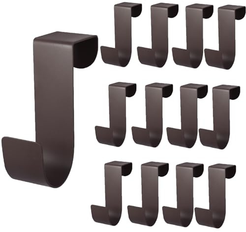 Biaungdo 12 Stück Türhaken für Schranktüren, Edelstahl, Haken, Organizer, Halterung, Hintertür-Aufhänger, Einzelhaken zum Aufhängen über der Tür, Küche, Weihnachten, Kranz, Kleidung