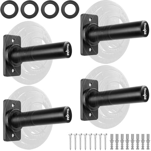 Yes4All Wall Mounted Weight Plate Holder, Fit 2 Olympic Weight Plates with Maximum 550lbs Capacity Set of 4