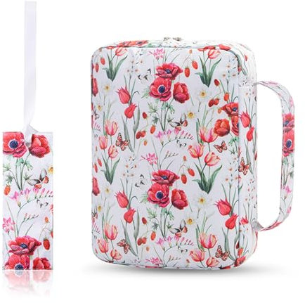 Hixingo Buchhülle Schutzhülle für Bücher aus Stoff, Buchhülle mit Reißverschluss Buchschutz Buchhüllen für Taschenbücher Buchhülle für Buchliebhaber für Lehrer, Freunde (Krokusse,26x19cm)