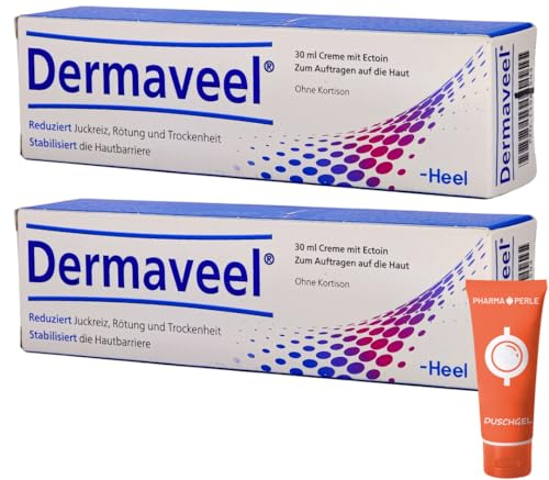 Dermaveel Creme 2x 30 ml I bei Neurodermitis & Ekzemen I bei Juckreiz, Rötung und Trockenheit I ohne Kortison I Stabilisiert die Hautbarriere I Spar-Set plus Pharma Perle give-away